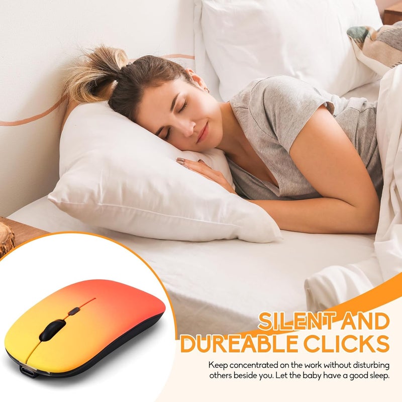 Guiheng 3 Pack Wireless Bluetooth Mouse,LED Dual Mode Rechargeable Silent Slim Laptop Mouse,Portable(BT5.2+USB Receiver) Dual Mode Computer Mice,for Laptop,Desktop Computer,ipad Tablet,Phone,Mac-Rosy glow red - Image 4